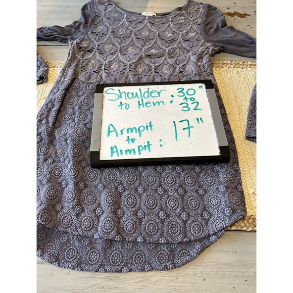 Sundance Blue Gray Embroidered Sequin Long Sleeve Tunic Shirt Sz M - Picture 7 of 8